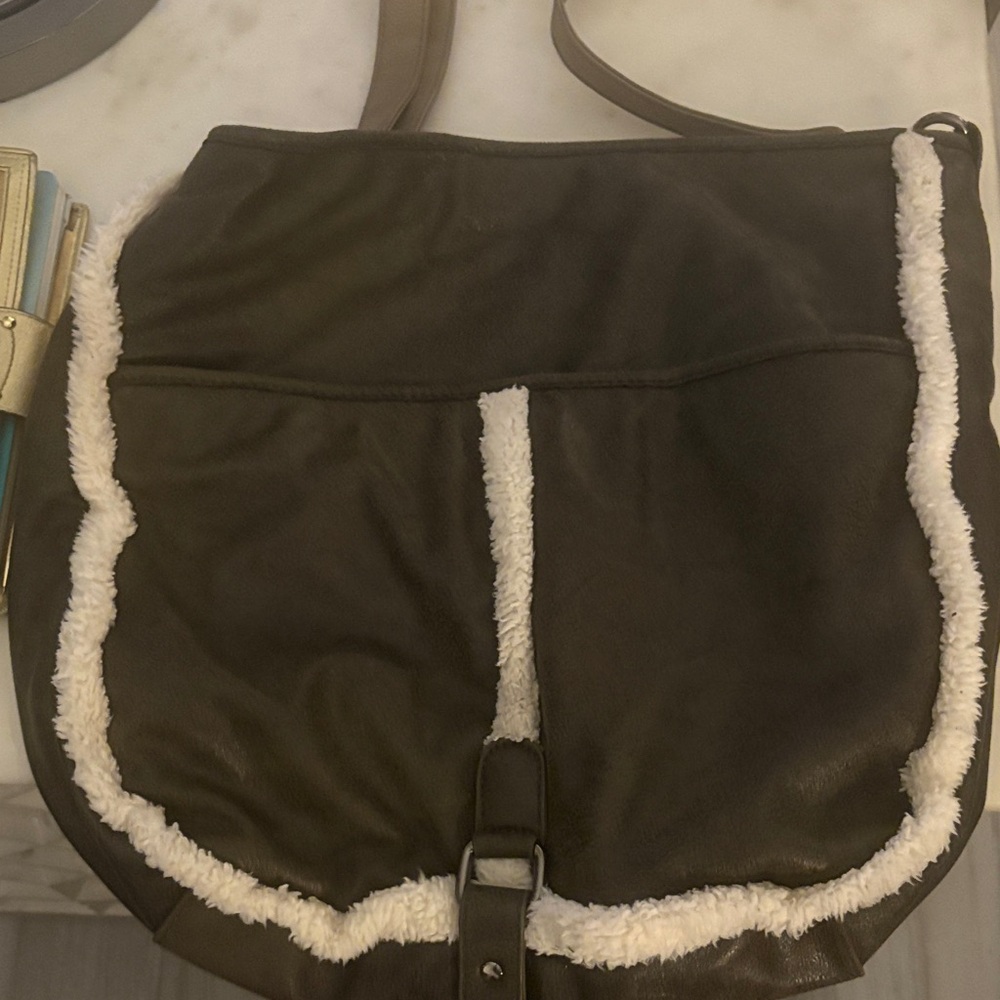 Nila Anthony Brown and Cream Shoulder Bag